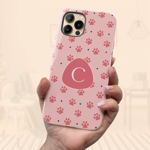 Custom Initials Cat Paws iPhone Case